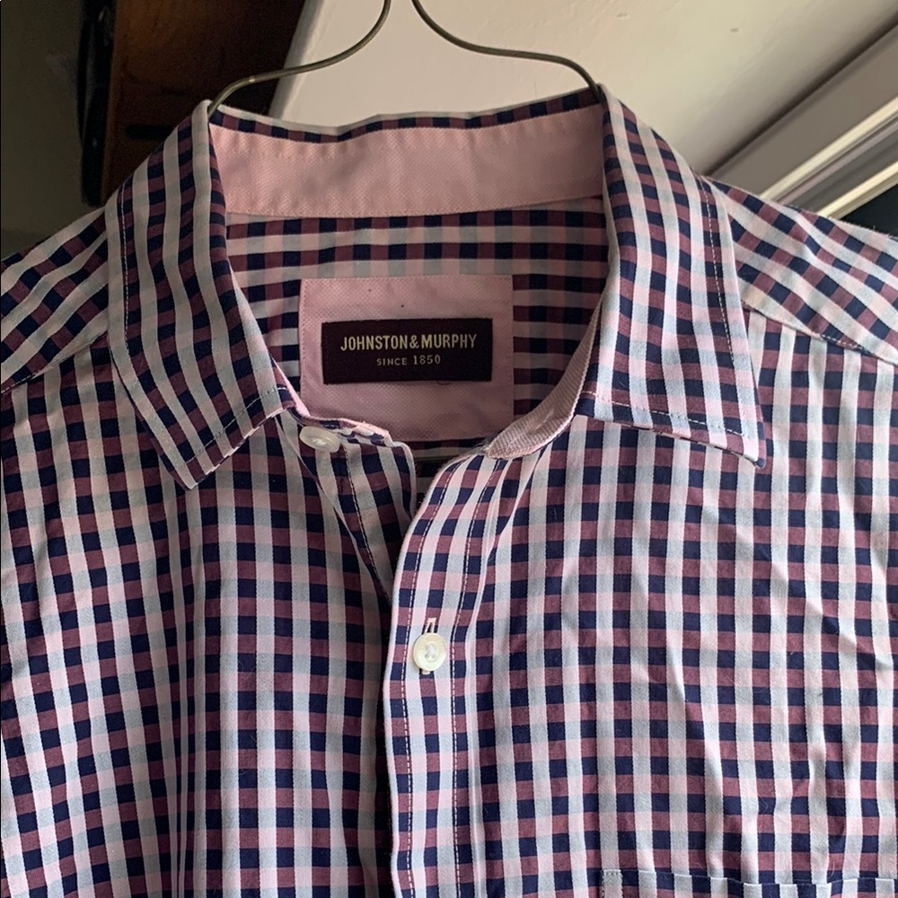 Johnston & Murphy Checkered Button-Up Shirt